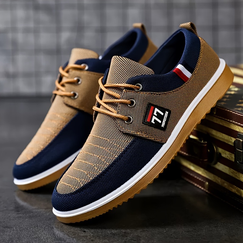 Knit Fabric Lace Up Sneakers - أحذية رجالية عصرية جديدة، أحذية رياضية