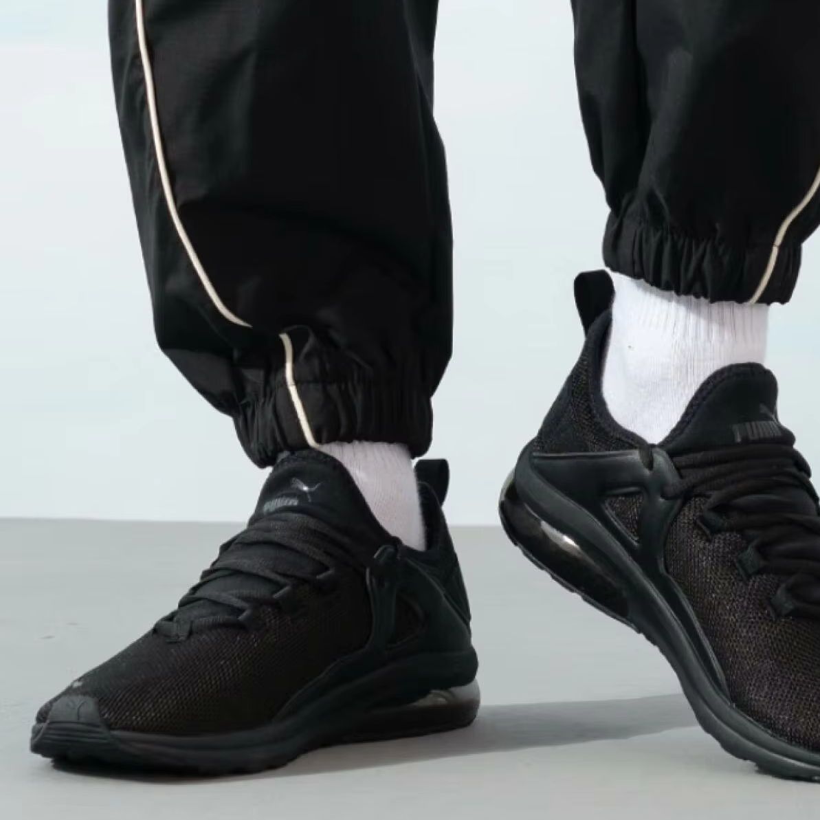 Knit Fabric Lace Up Sneakers - حذاء بوما رجالي كاجوال 385669-02 أسود