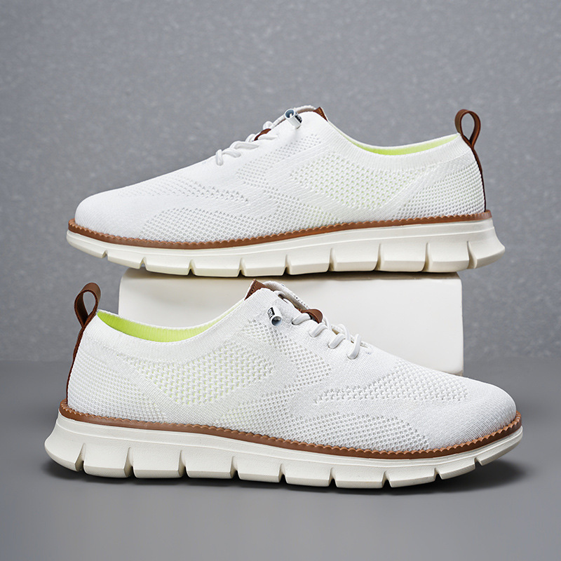 Knit Fabric Lace Up Sneakers - أحذية رجالية جديدة لعام 2026، أحذية