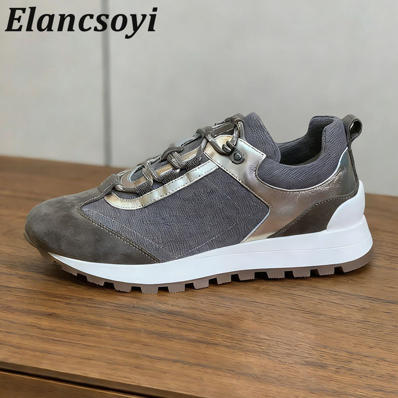 أحذية رياضية نسائية برباط مزين - مراجعة Knit Fabric Lace Up Sneakers وسعره