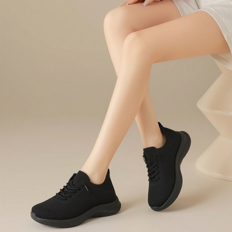 أحذية مشي صيفية للسيدات ذات شب - مراجعة Knit Fabric Lace Up Sneakers وسعره